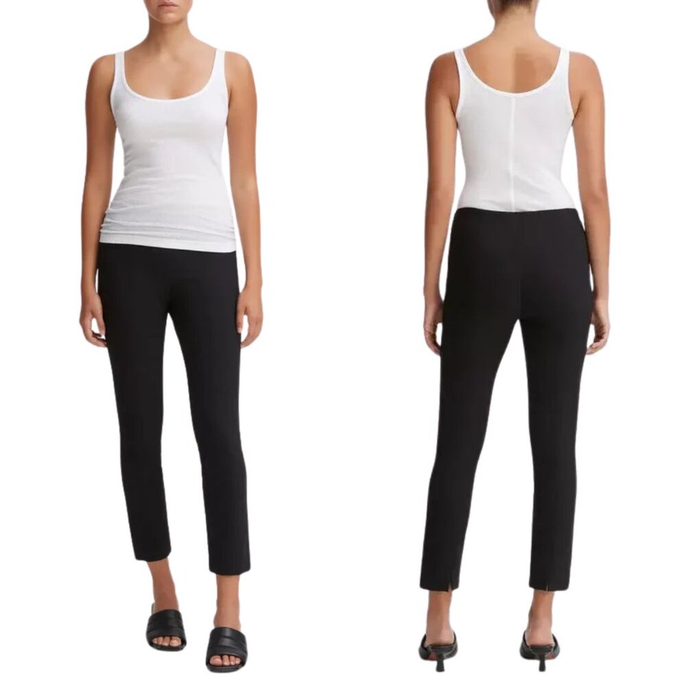 Vince Stretch Knit Blend Ponte Pant Heathered Black Size Small NEW!